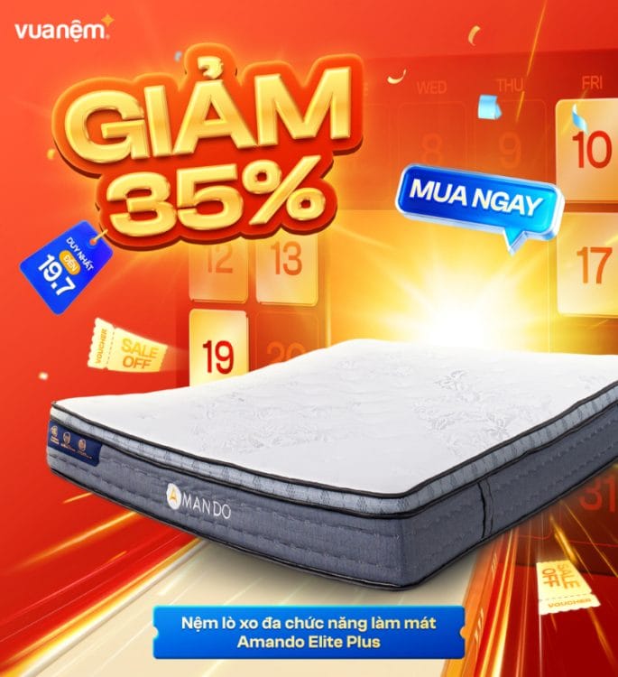 Nệm lò xo đa chức năng làm mát Amando Elite Plus