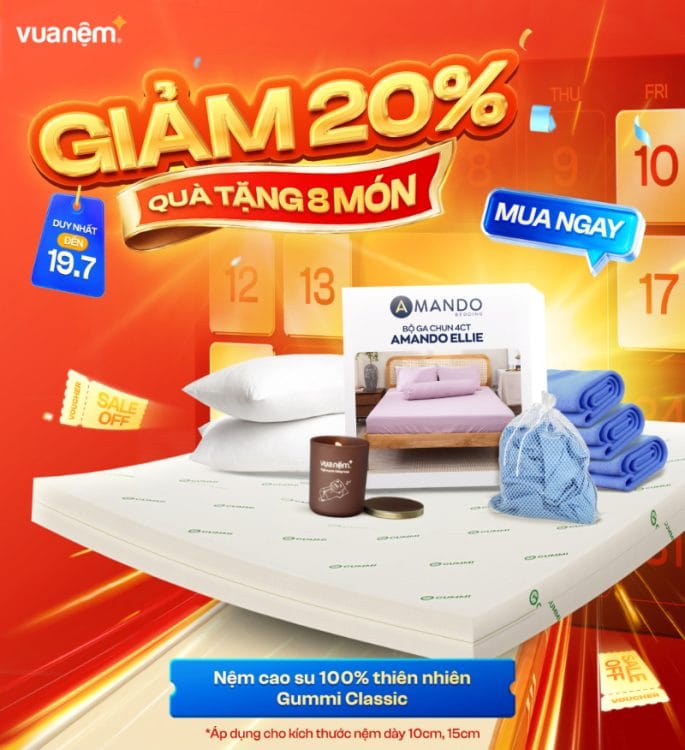 Nệm cao su 100% thiên nhiên Gummi Classic
