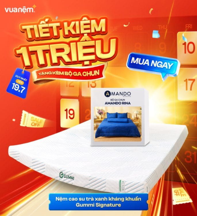 Nệm cao su trà xanh kháng khuẩn Gummi Signature