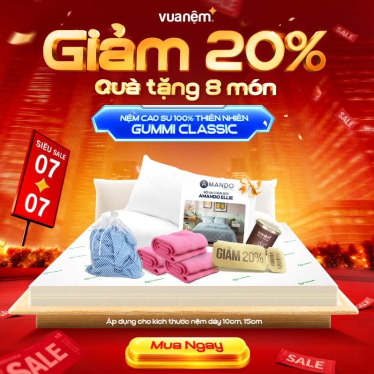 Nệm cao su 100% thiên nhiên Gummi Classic