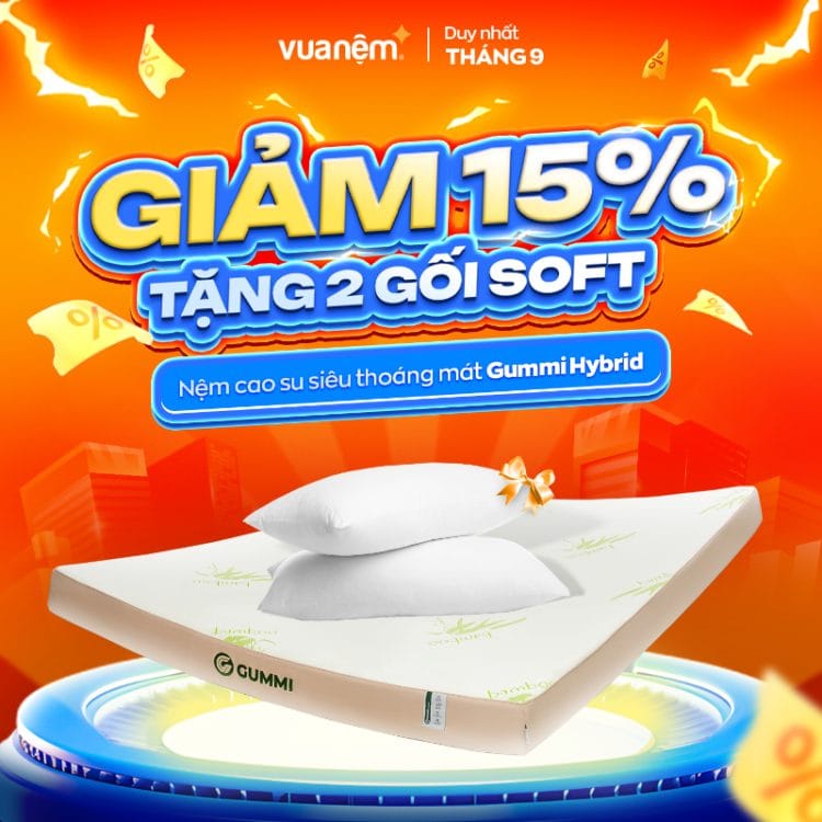 Nệm cao su siêu thoáng mát Gummi Hybrid