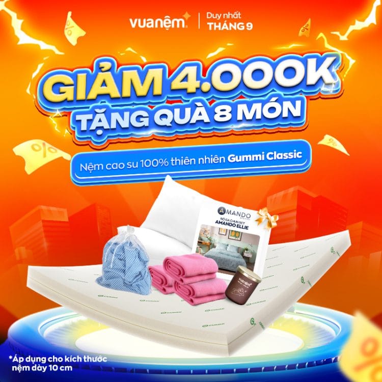 Nệm cao su 100% thiên nhiên Gummi Classic