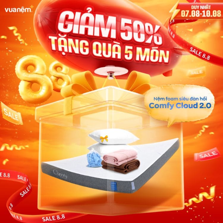 Nệm foam Comfy Cloud 2.0 siêu đàn hồi dày 15cm