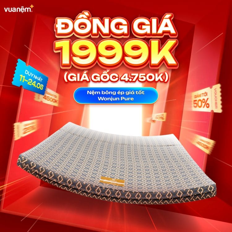 Nệm bông ép giá tốt Wonjun Pure