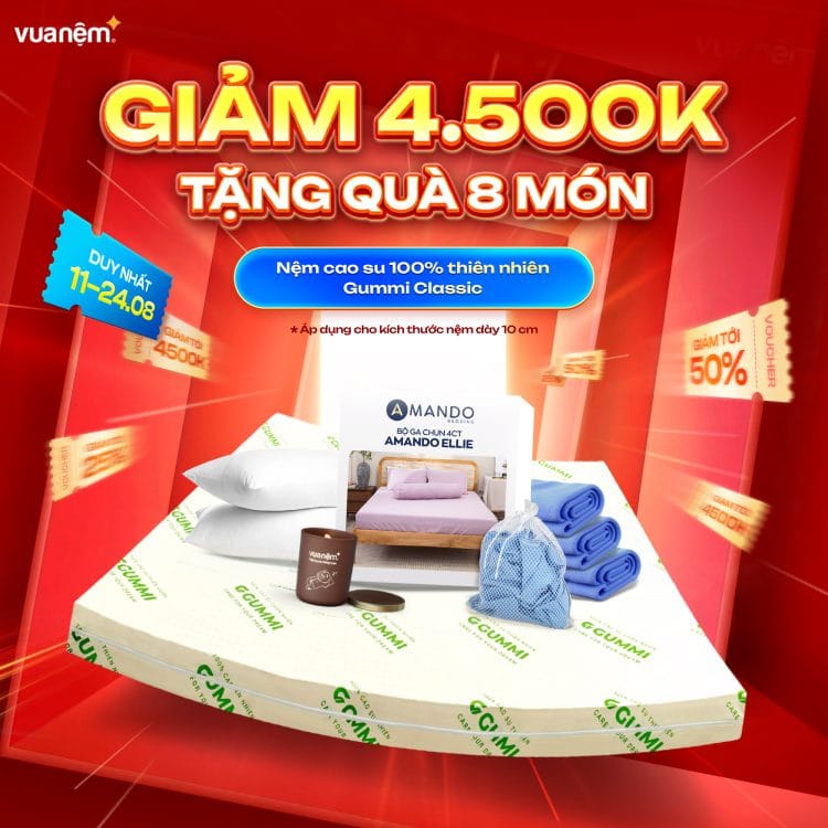 Nệm cao su 100% thiên nhiên Gummi Classic