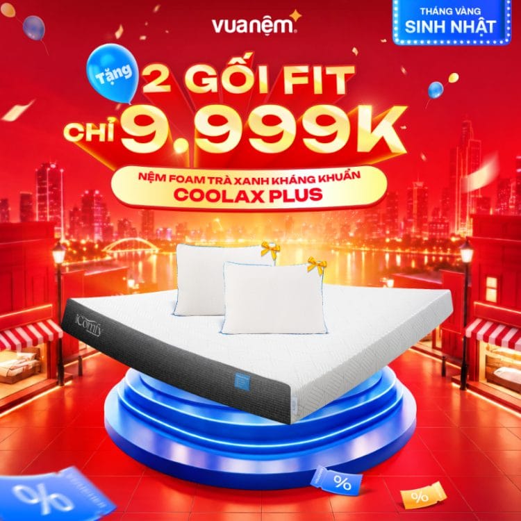 Nệm foam trà xanh kháng khuẩn iComfy Coolax Plus