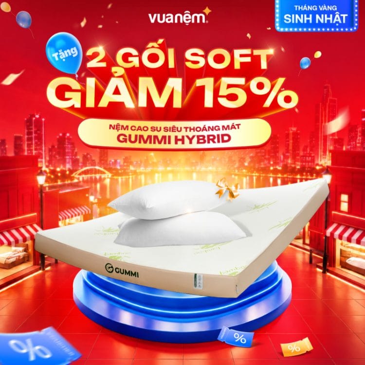 Nệm cao su siêu thoáng mát Gummi Hybrid