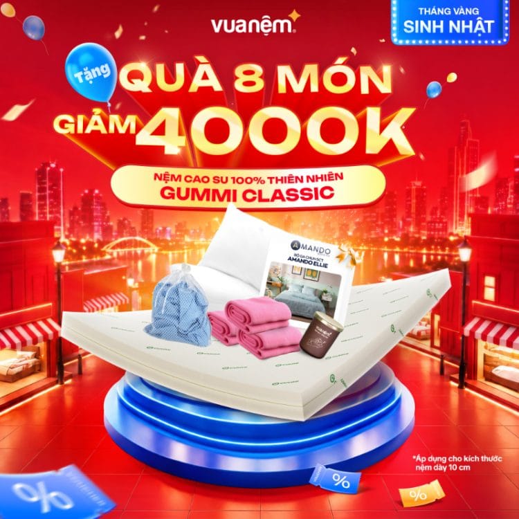 Nệm cao su 100% thiên nhiên Gummi Classic
