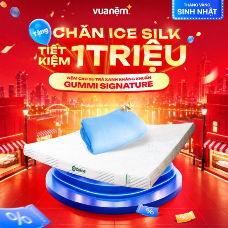Nệm cao su trà xanh kháng khuẩn Gummi Signature
