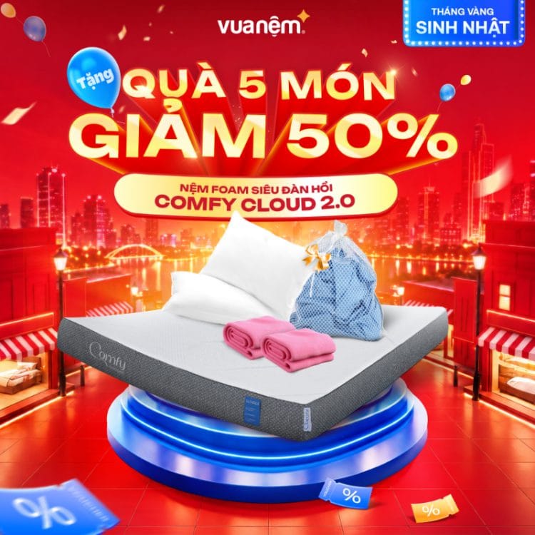 Nệm foam siêu đàn hồi Comfy Cloud 2.0