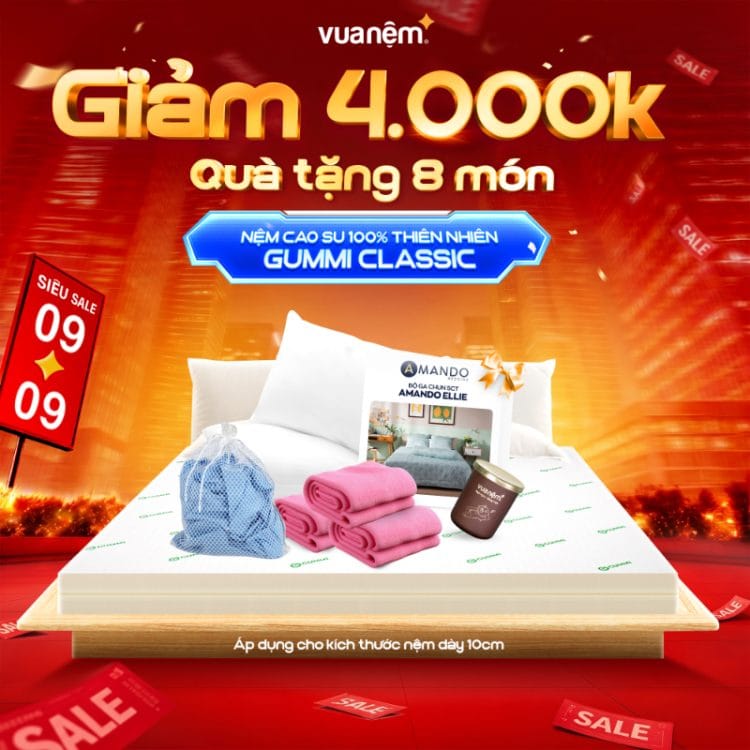 Nệm cao su 100% thiên nhiên Gummi Classic