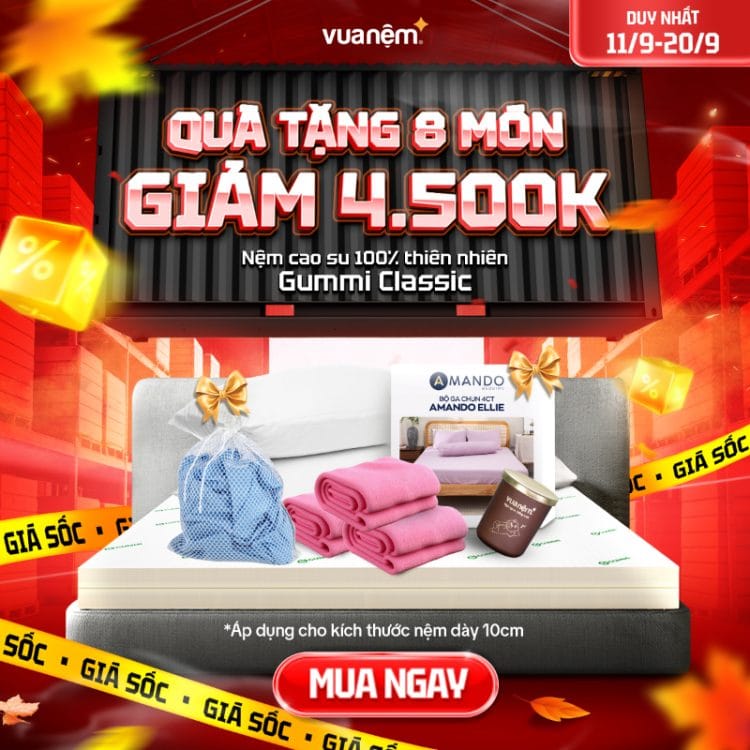 Nệm cao su 100% thiên nhiên Gummi Classic