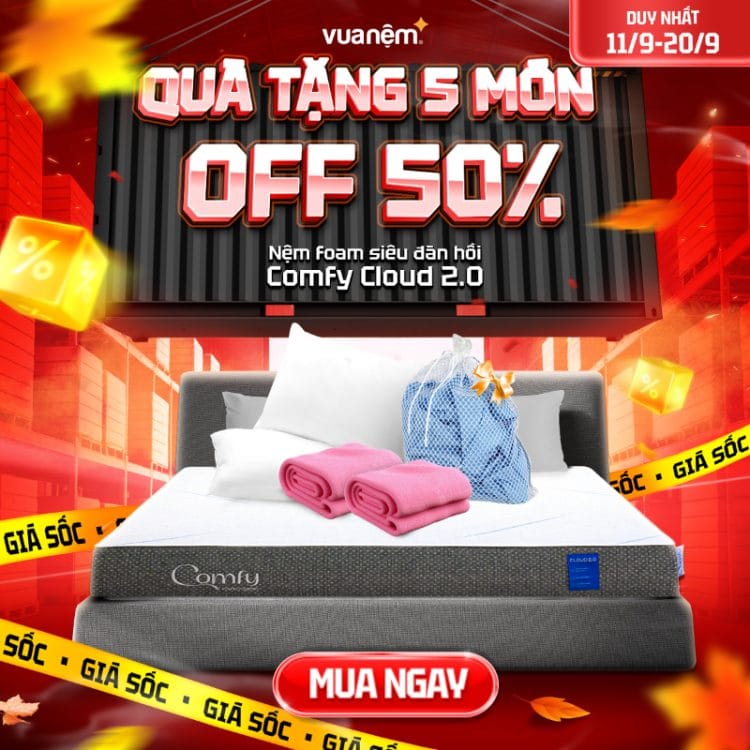 Nệm foam siêu đàn hồi Comfy Cloud 2.0
