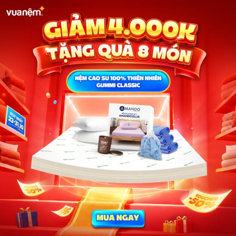 Nệm cao su 100% thiên nhiên Gummi Classic