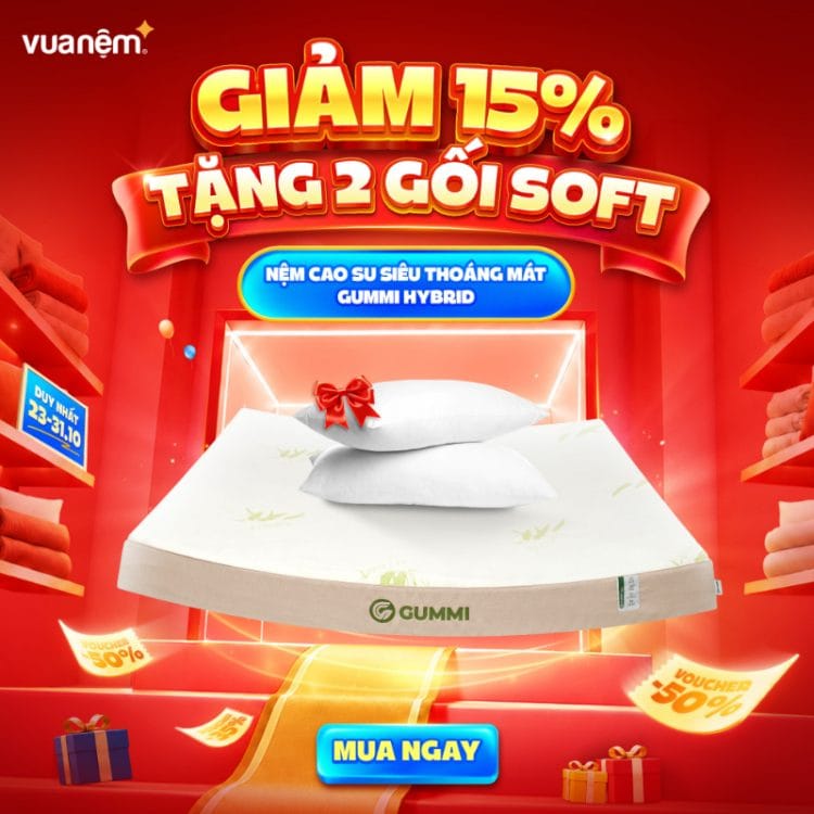 Nệm cao su siêu thoáng mát Gummi Hybrid