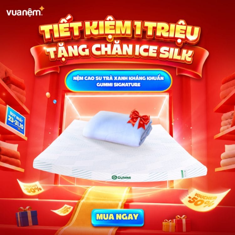Nệm cao su trà xanh kháng khuẩn Gummi Signature
