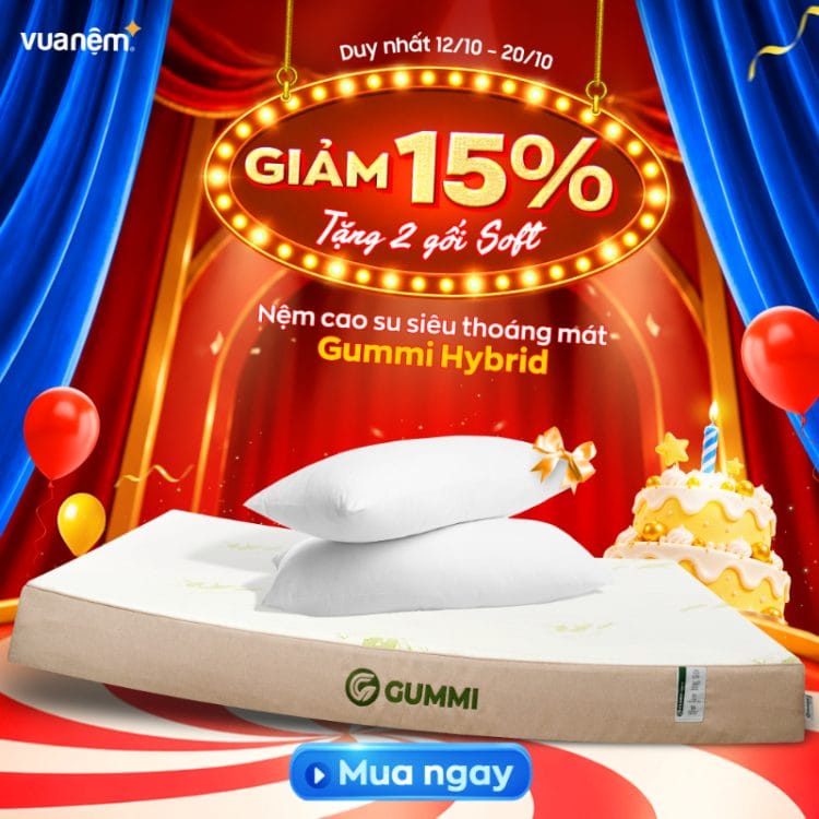 Nệm cao su Gummi Hybrid thoáng mát