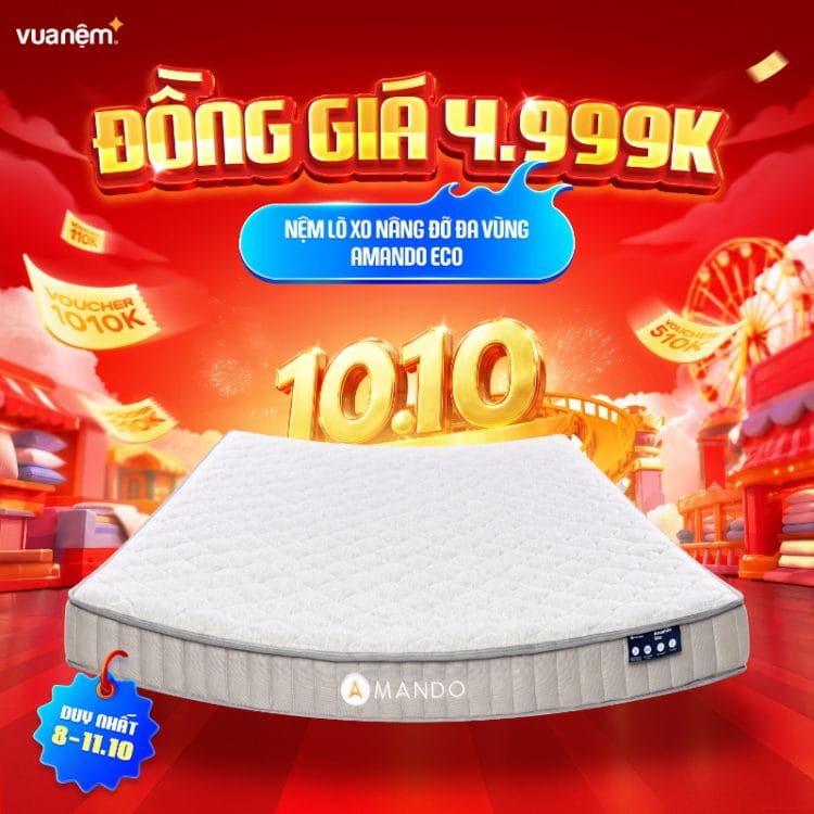 Nệm lò xo túi độc lập Amando Eco 17cm thiết kế nhỏ gọn