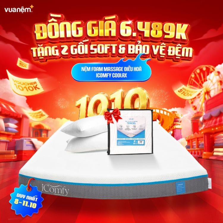 Nệm foam iComfy Coolax đa tầng thoáng mát