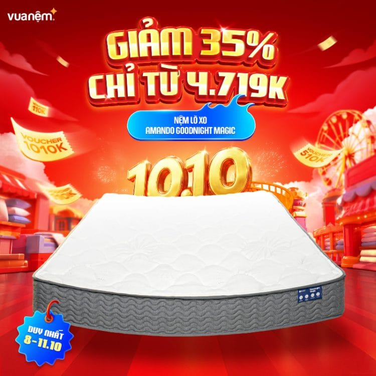 Nệm lò xo túi độc lập thế hệ mới Amando Goodnight Magic