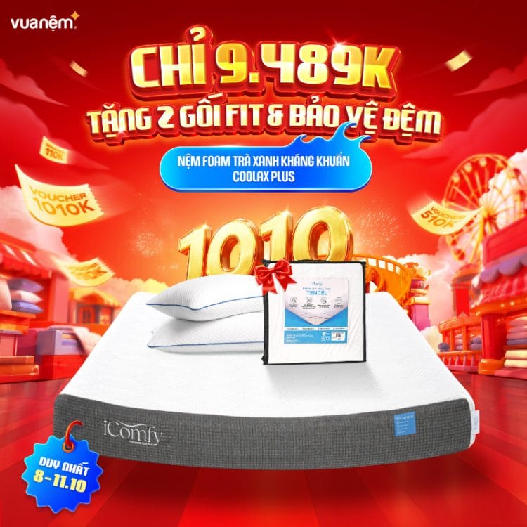 Nệm foam iComfy Coolax Plus dày 20cm