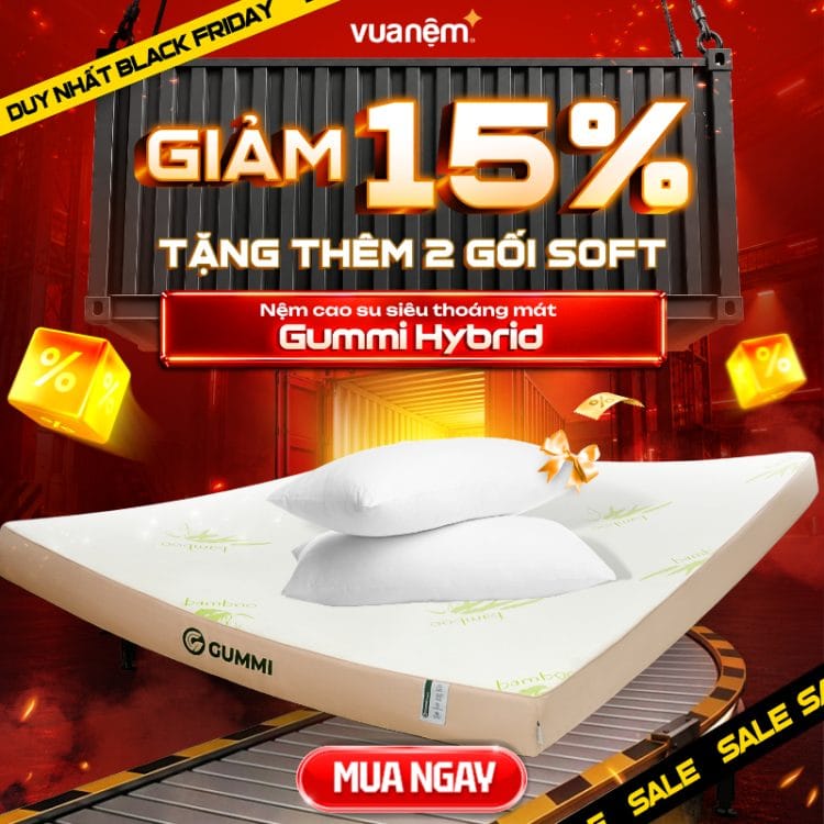 Nệm cao su siêu thoáng mát Gummi Hybrid