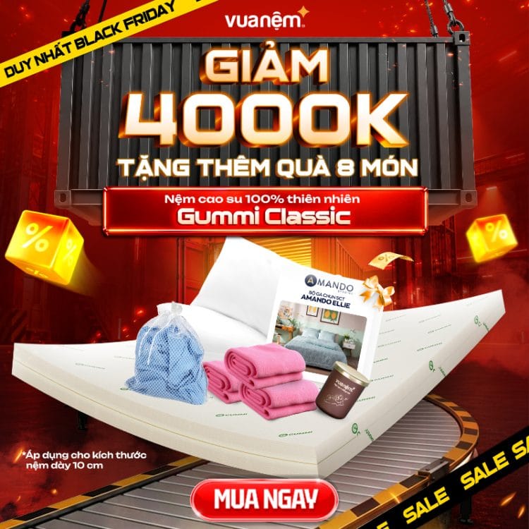 Nệm cao su 100% thiên nhiên Gummi Classic