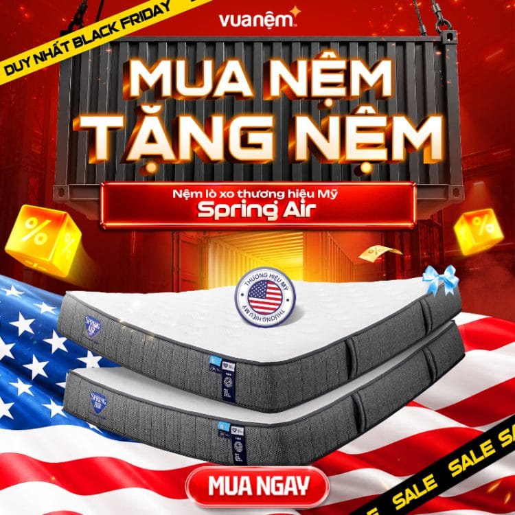 Nệm lò xo thương hiệu Mỹ Spring Air Back Supporter Firm