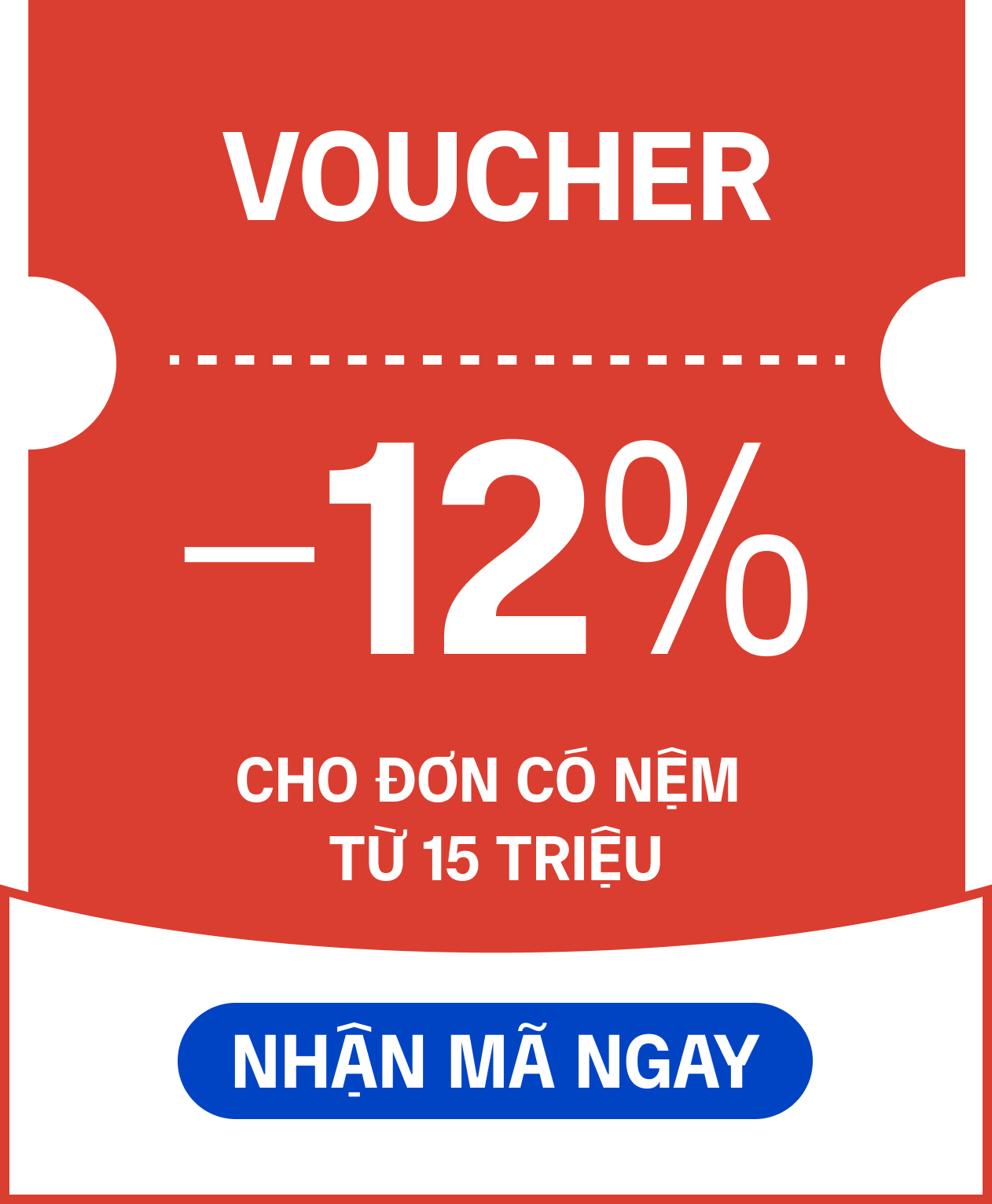 Voucher -12% đơn nệm