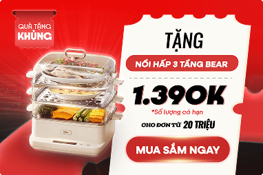 Tặng nồi hấp 3 tầng BEAR