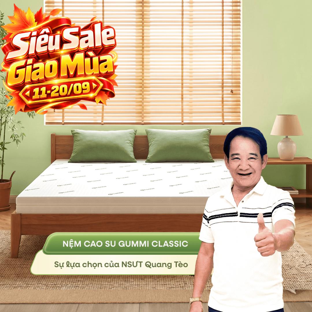(Quà 8 món) Nệm cao su thiên nhiên Gummi Classic thế hệ mới dày 5/10/15cm
