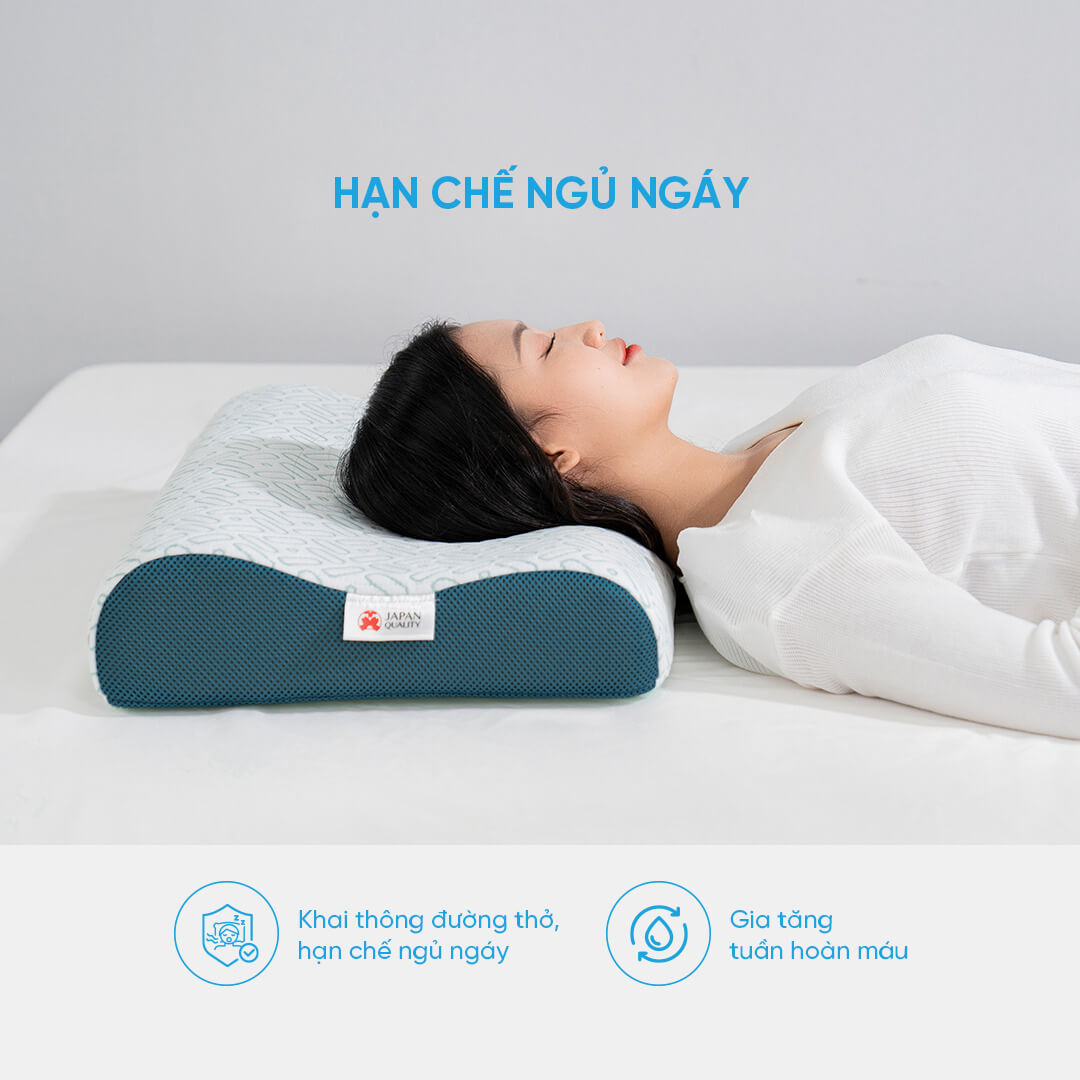gối foam công thái học Aeroflow giúp hạn chế ngủ ngáy