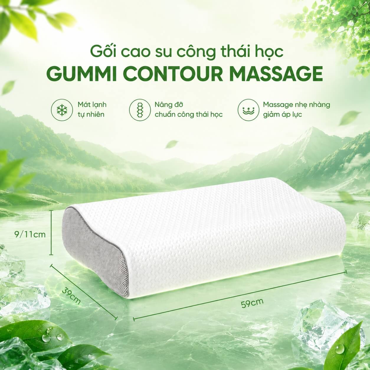 Gối cao su Gummi Contour giảm nhức mỏi, massage cổ vai gáy