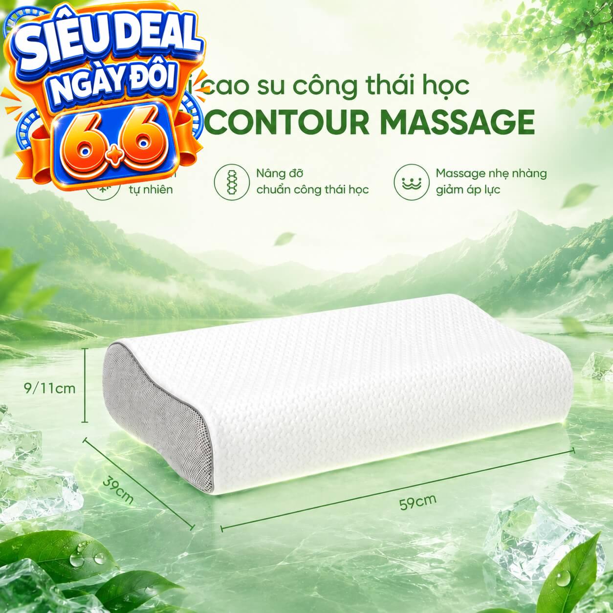 Gối cao su Gummi Contour giảm nhức mỏi, massage cổ vai gáy
