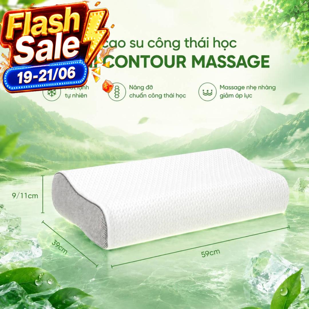 Gối cao su Gummi Contour giảm nhức mỏi, massage cổ vai gáy