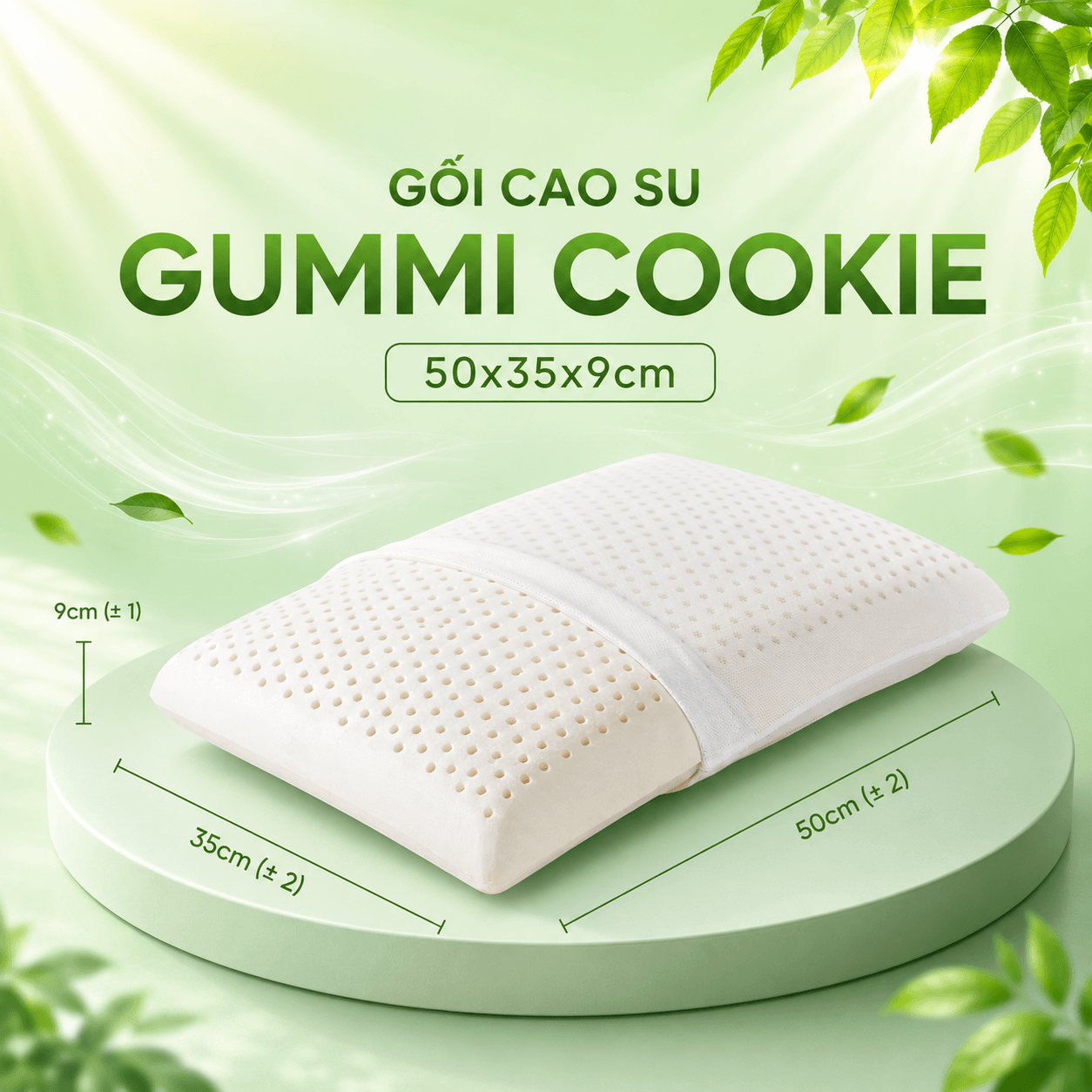 Gối cao su Gummi Cookie 100% thiên nhiên nâng đỡ, giảm căng cơ