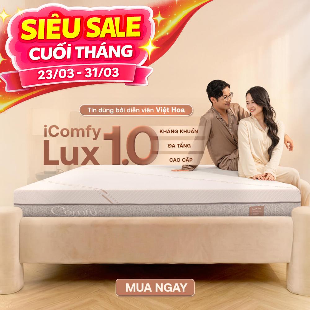 Nệm foam làm mát, kháng khuẩn nâng đỡ 5 vùng Comfy Lux 1.0
