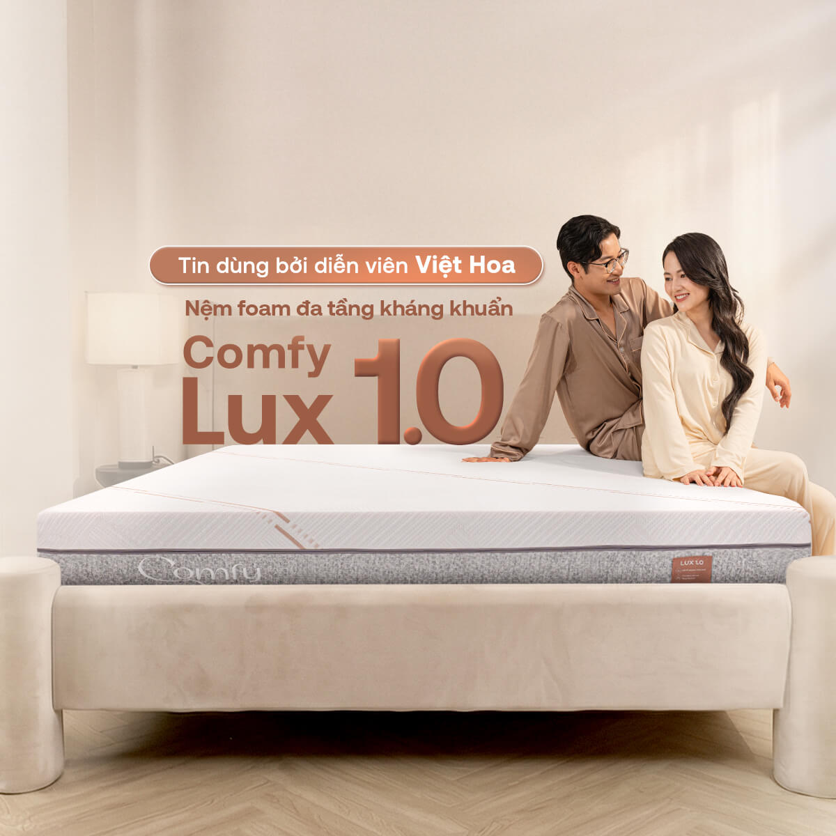 Nệm foam làm mát, kháng khuẩn nâng đỡ 5 vùng Comfy Lux 1.0