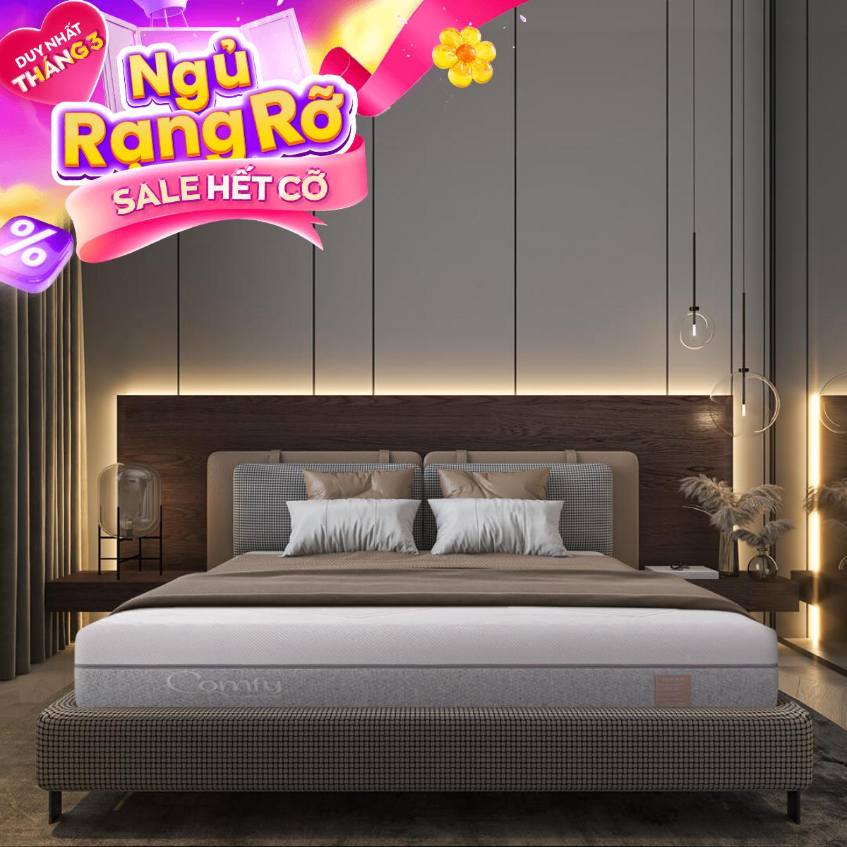 Nệm foam Comfy Lux 3.0 cao cấp tương thích toàn diện dày 25cm