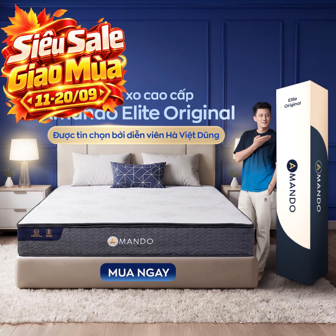 Nệm lò xo Amando Elite Original túi độc lập tiêu chuẩn khách sạn 5 sao dày 23cm