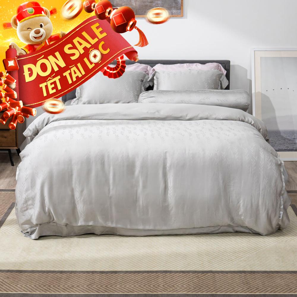 Bộ chăn ga Lụa tencel cao cấp Amando Lagom 5 chi tiết Màu Xám