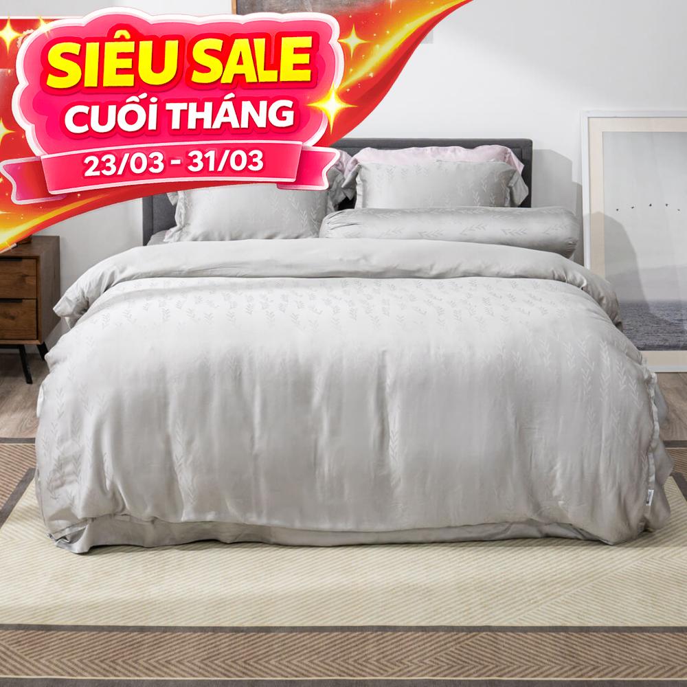 Bộ chăn ga Lụa tencel cao cấp Amando Lagom 5 chi tiết Màu Xám
