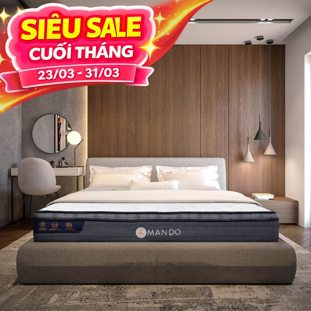 Nệm lò xo túi độc lập Amando Elite Plus giảm tiếng ồn dày 25cm