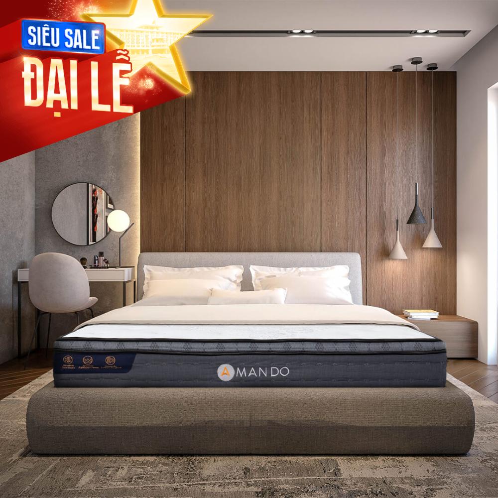 Nệm lò xo túi độc lập Amando Elite Plus ngủ mát, êm sâu dày 25cm