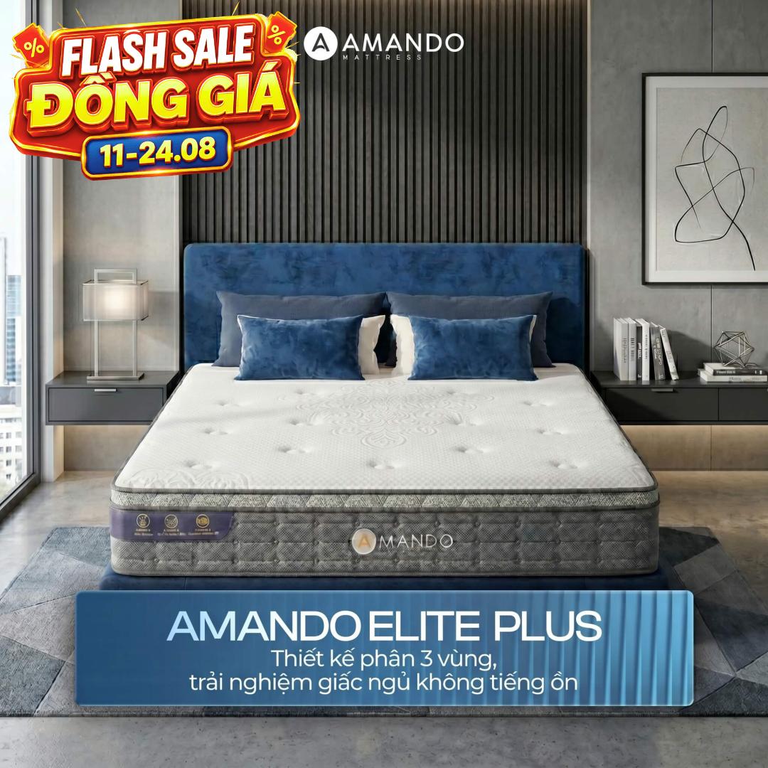 Nệm lò xo túi độc lập Amando Elite Plus ngủ mát, êm sâu dày 25cm