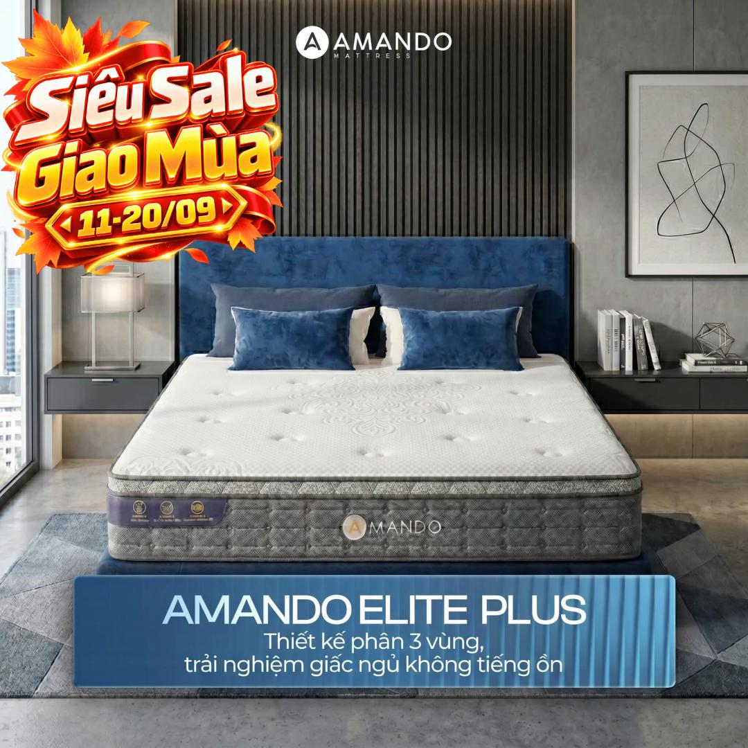 Nệm lò xo túi độc lập Amando Elite Plus ngủ mát, êm sâu dày 25cm