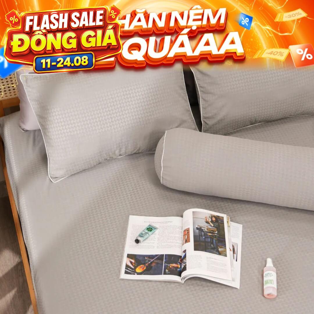 Bộ Ga chun microfiber Amando Ellie họa tiết 4 chi tiết