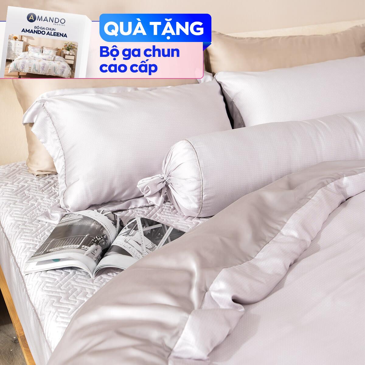 Bộ chăn ga phủ chần Lụa Tencel cao cấp Amando Élan 5 chi tiết TC001
