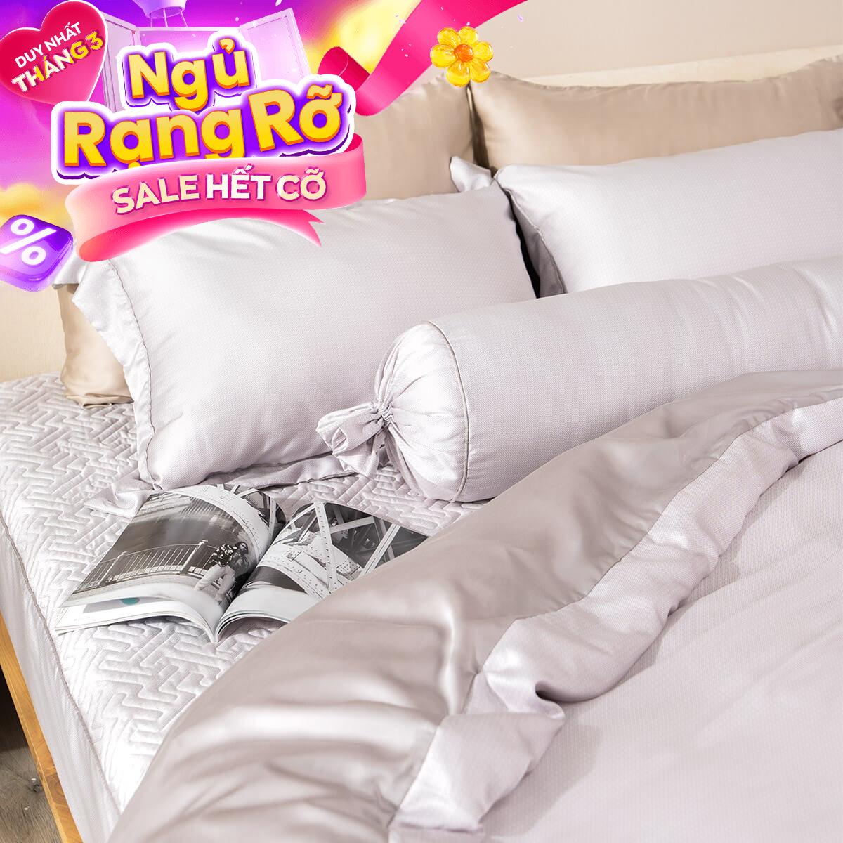 Bộ chăn ga phủ chần lụa tencel cao cấp Amando Élan 5 chi tiết (TC001 và TC005)