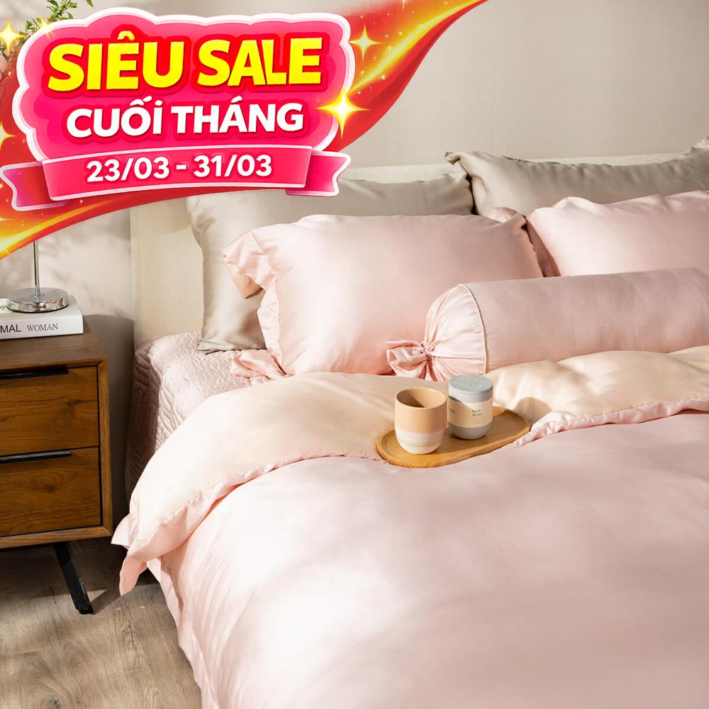 Bộ chăn ga phủ chần Lụa Tencel cao cấp Amando Élan 5 chi tiết TC002